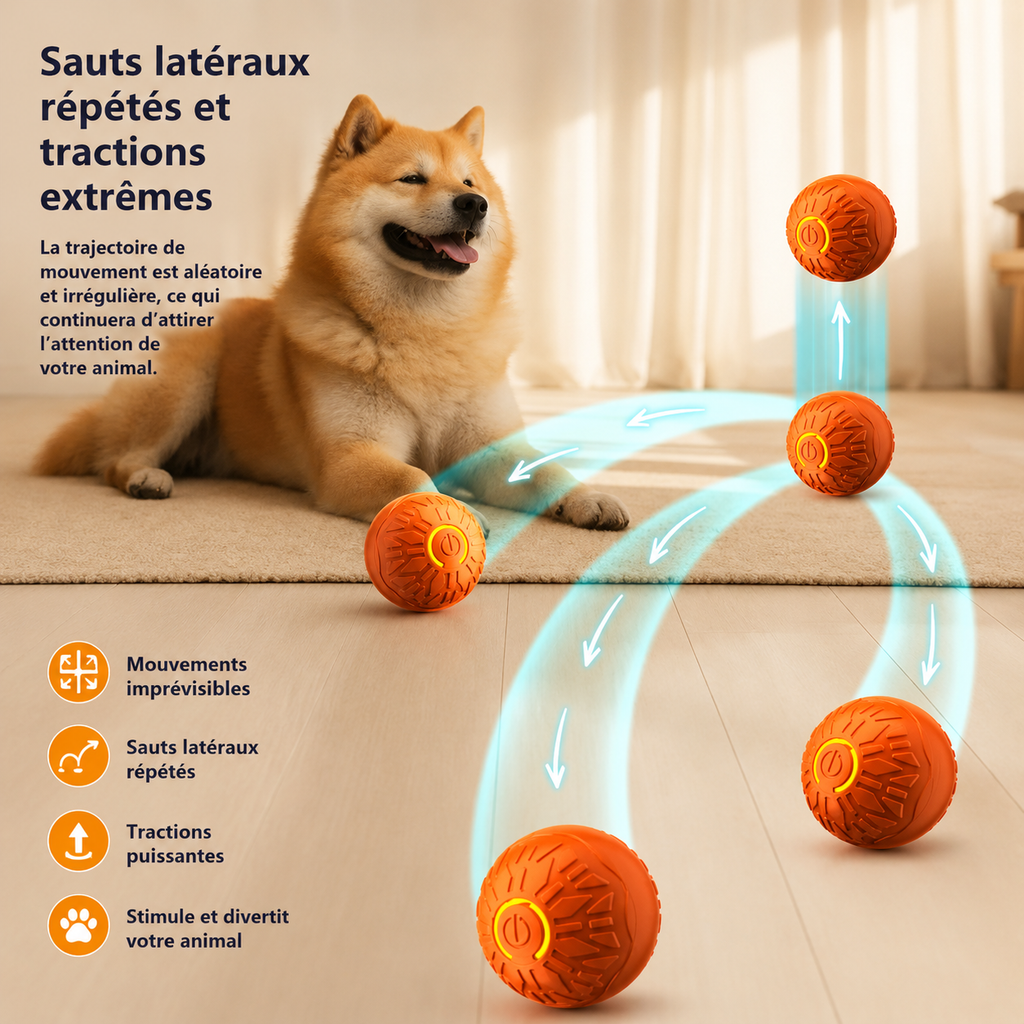 Balle sauteuse automatique LED pour chien