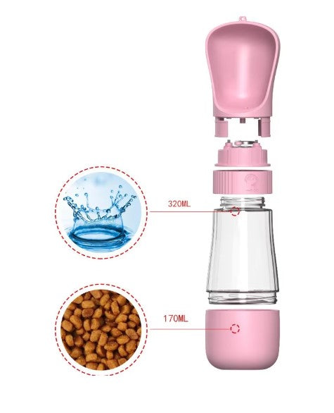 Gourde 2-en-1 portable pour chien et chat