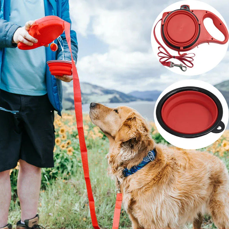 Laisse 3-en-1 avec gourde intégrée pour chien