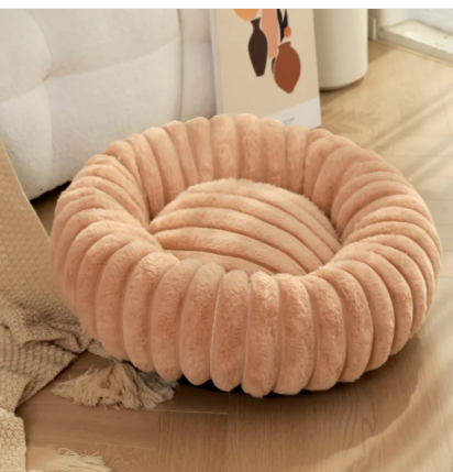 Panier rond ultra doux pour chat et chien – Nid apaisant en peluche