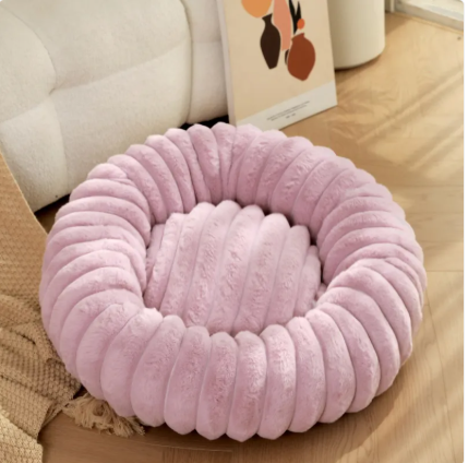 Panier rond ultra doux pour chat et chien – Nid apaisant en peluche