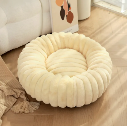 Panier rond ultra doux pour chat et chien – Nid apaisant en peluche